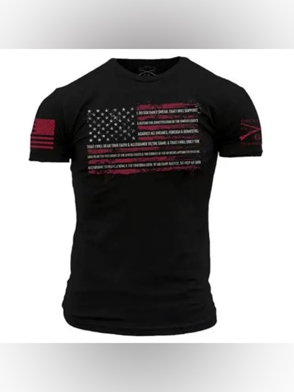 Grunt Style Military Oath American Flag T-Shirt Men’s Medium Black Patriotic